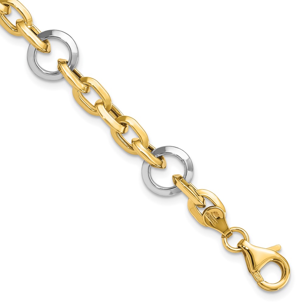 Picture of Finest Gold 14K Two-Tone Fancy Link 7 in. Bracelet