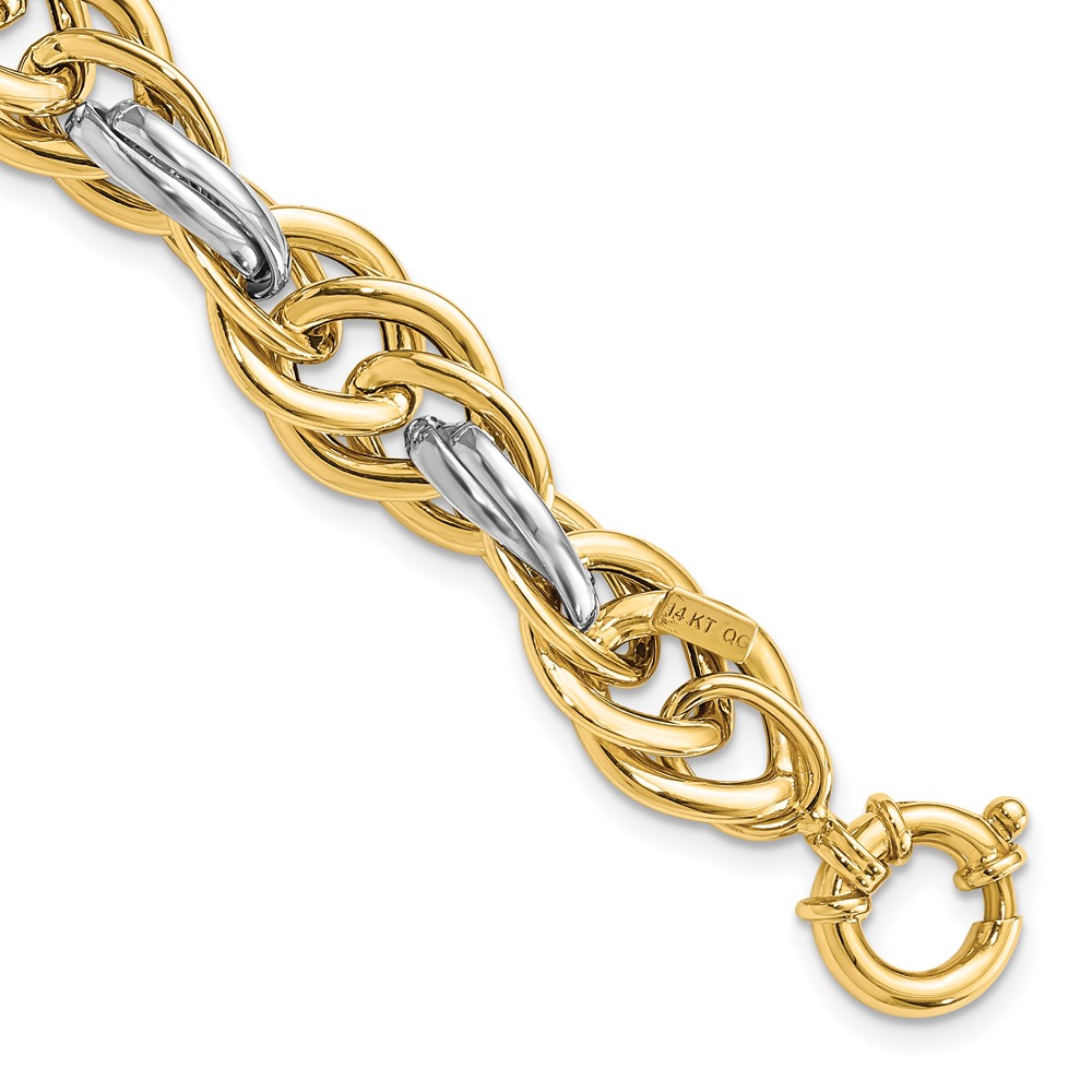 Picture of Finest Gold 14K Two-tone Polished Fancy Link Bracelet