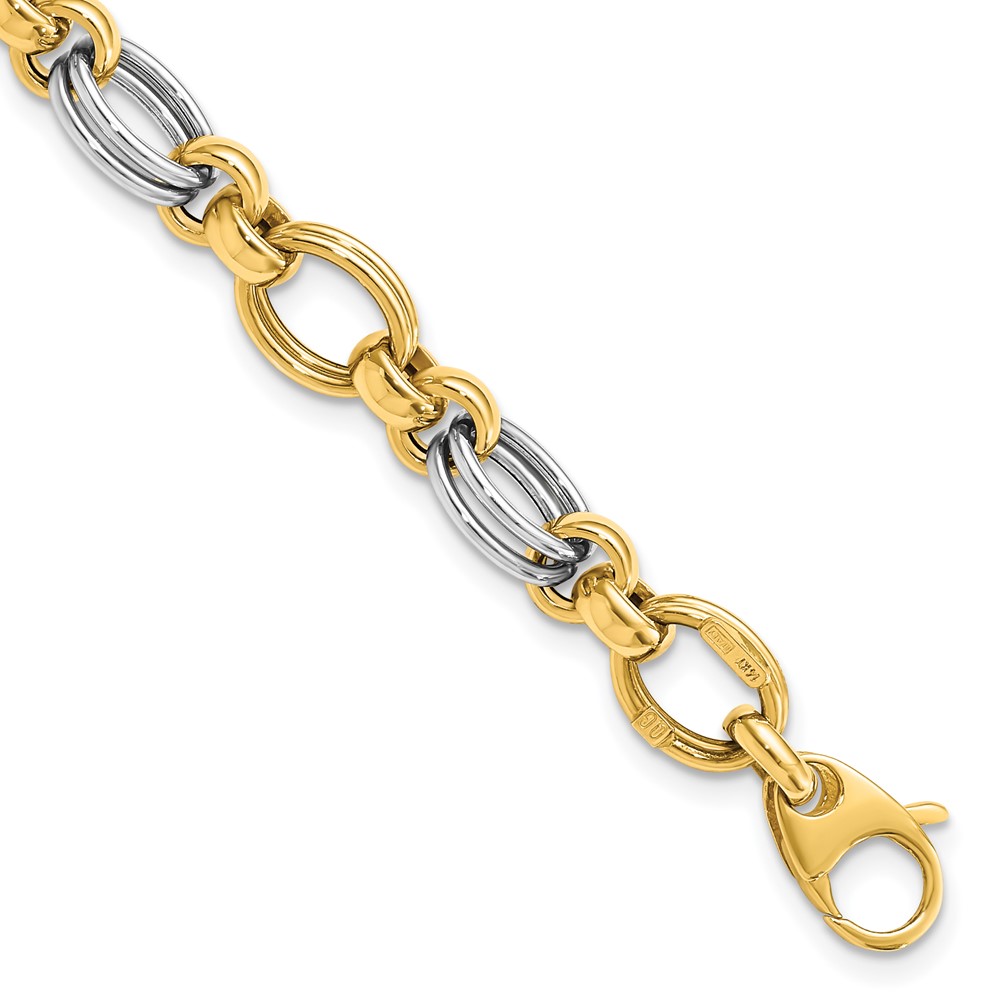 Picture of Finest Gold 14K Two-Tone Polished Fancy Link 7.5 in. Bracelet