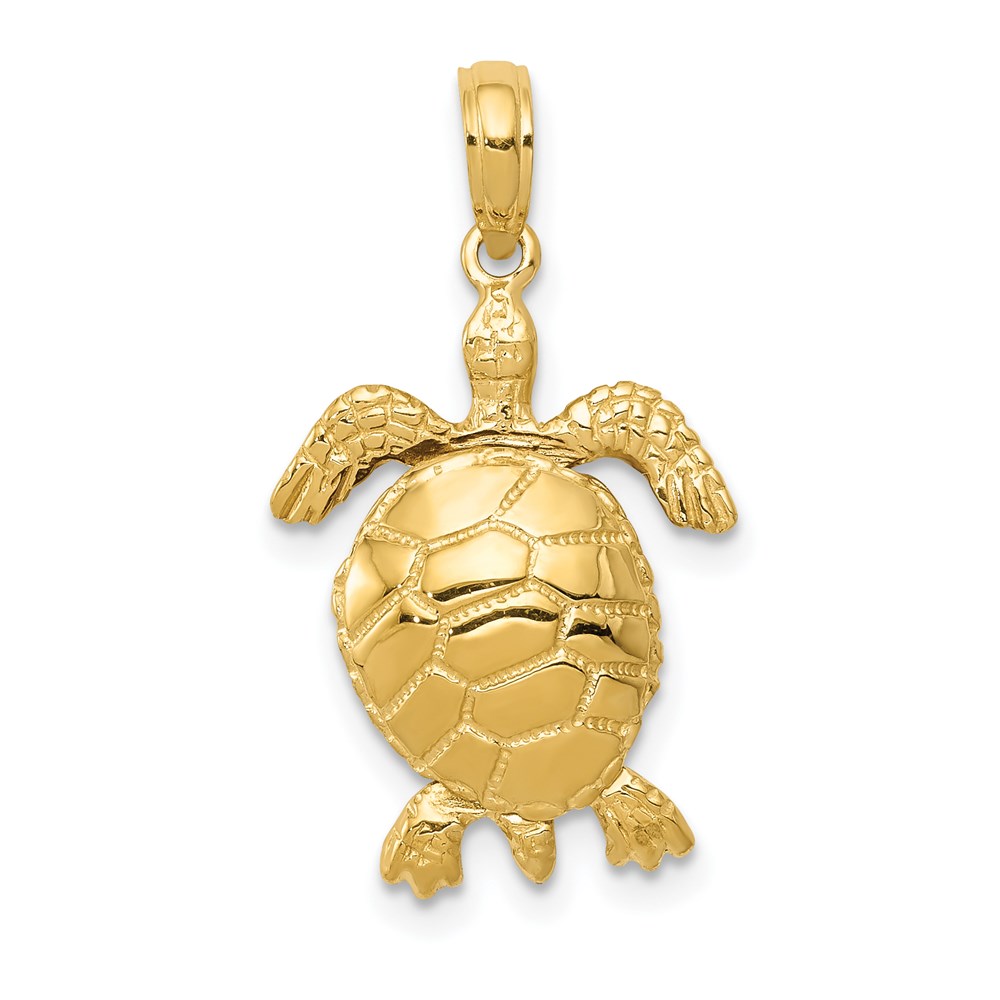 C2545 14K Yellow Gold Solid Polished 3-D Moveable Turtle Pendant -  Finest Gold, UBSC2545