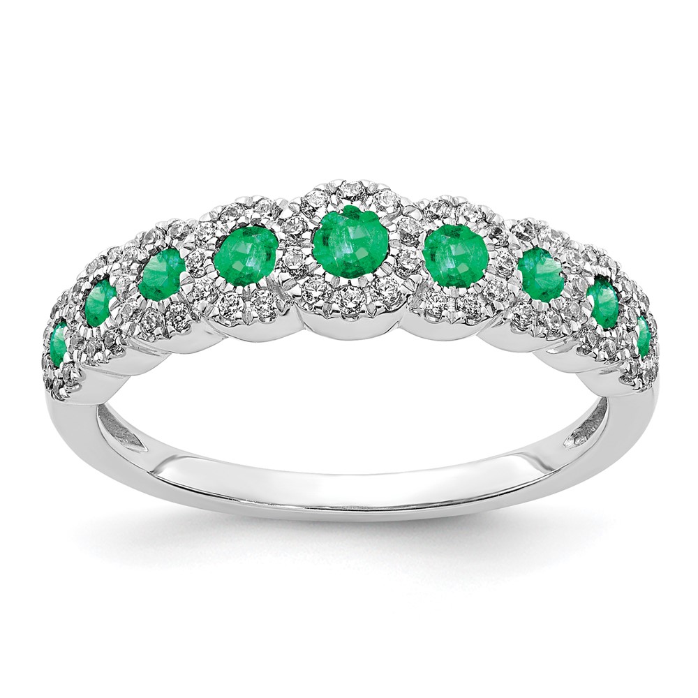 Picture of Quality Gold 14k White Gold Diamond & Emerald Polished Ring - Size 7