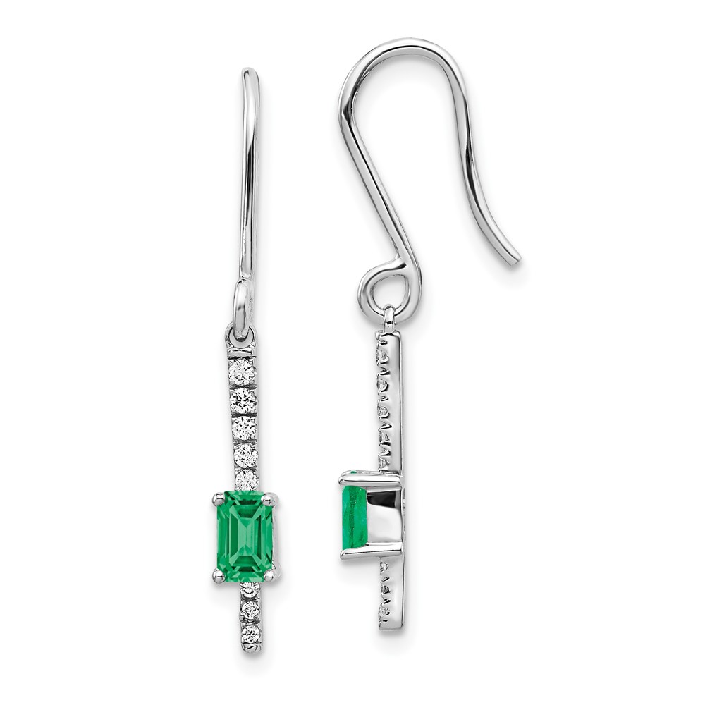 Picture of Finest Gold 14K White Gold Diamond &amp; Emerald Fancy Earrings
