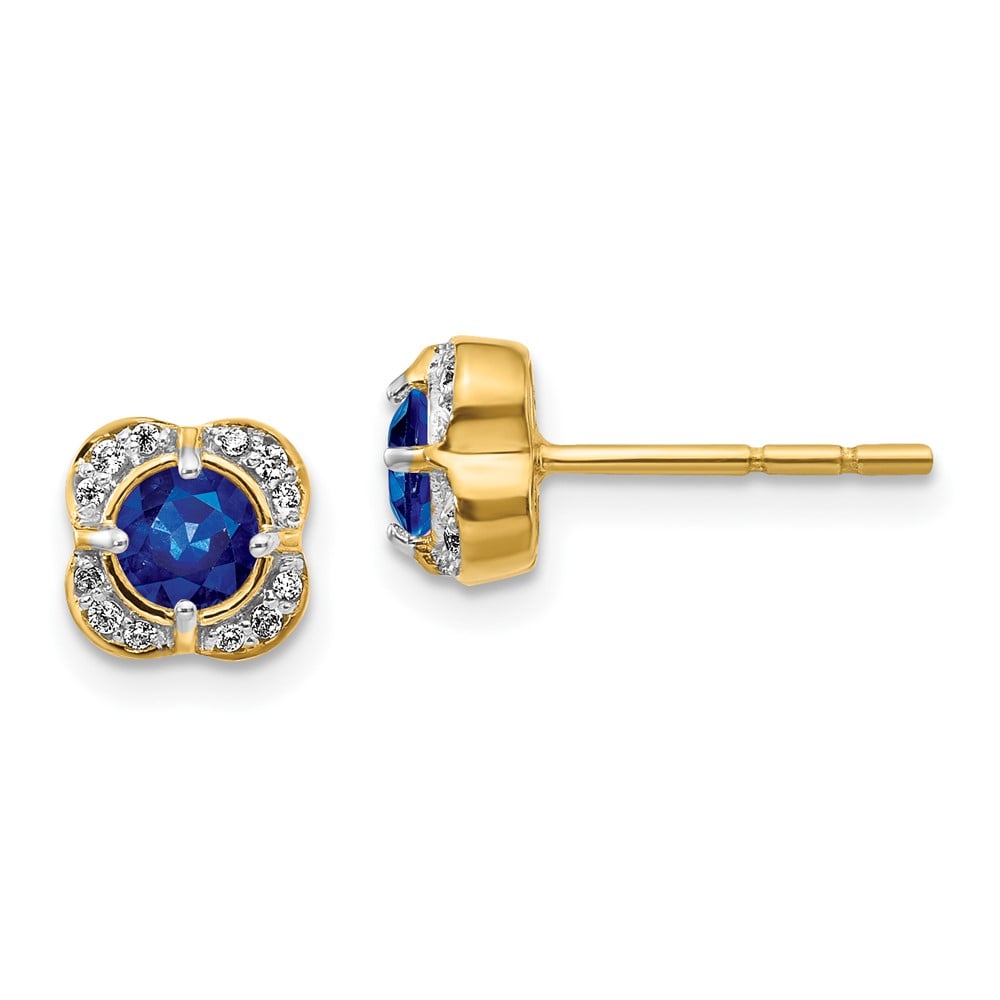 Picture of Quality Gold 14k Diamond & Sapphire Fancy Earrings