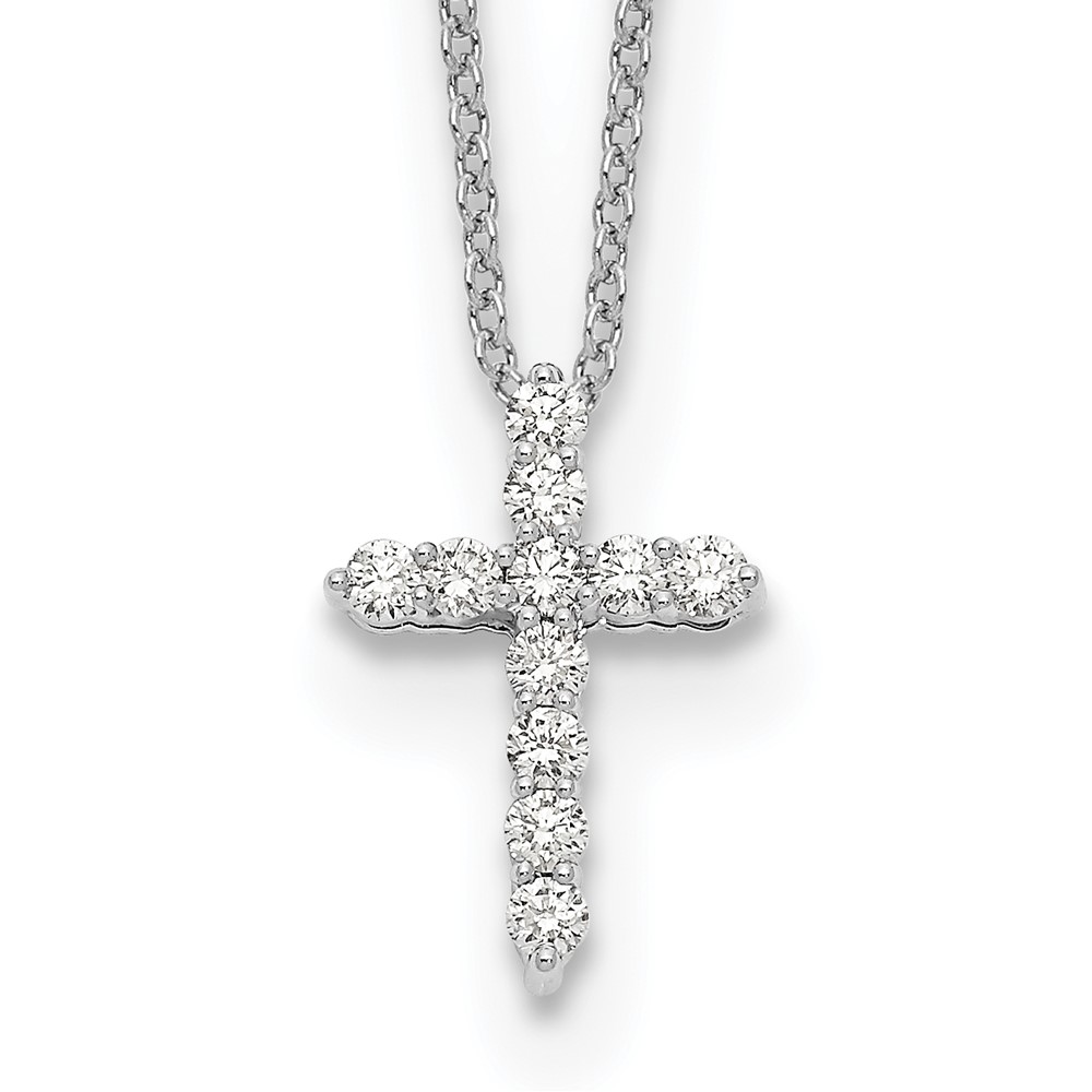 Picture of Quality Gold PM1000-025-WA 14K White Gold Diamond Cross 18 in. Necklace