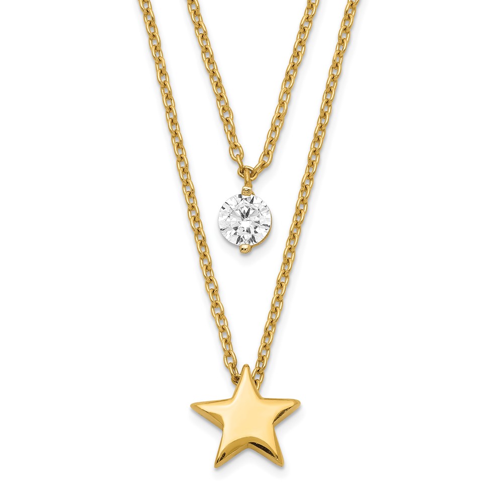 Picture of Finest Gold 14K Yellow Gold Tiered Star &amp; CZ Necklace