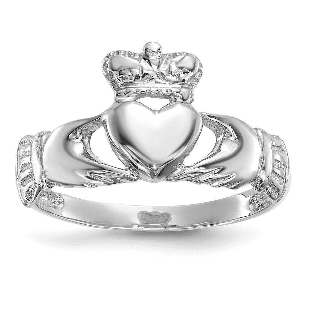 Picture of Finest Gold 14K White Gold Polished Claddagh Ring - Size 7