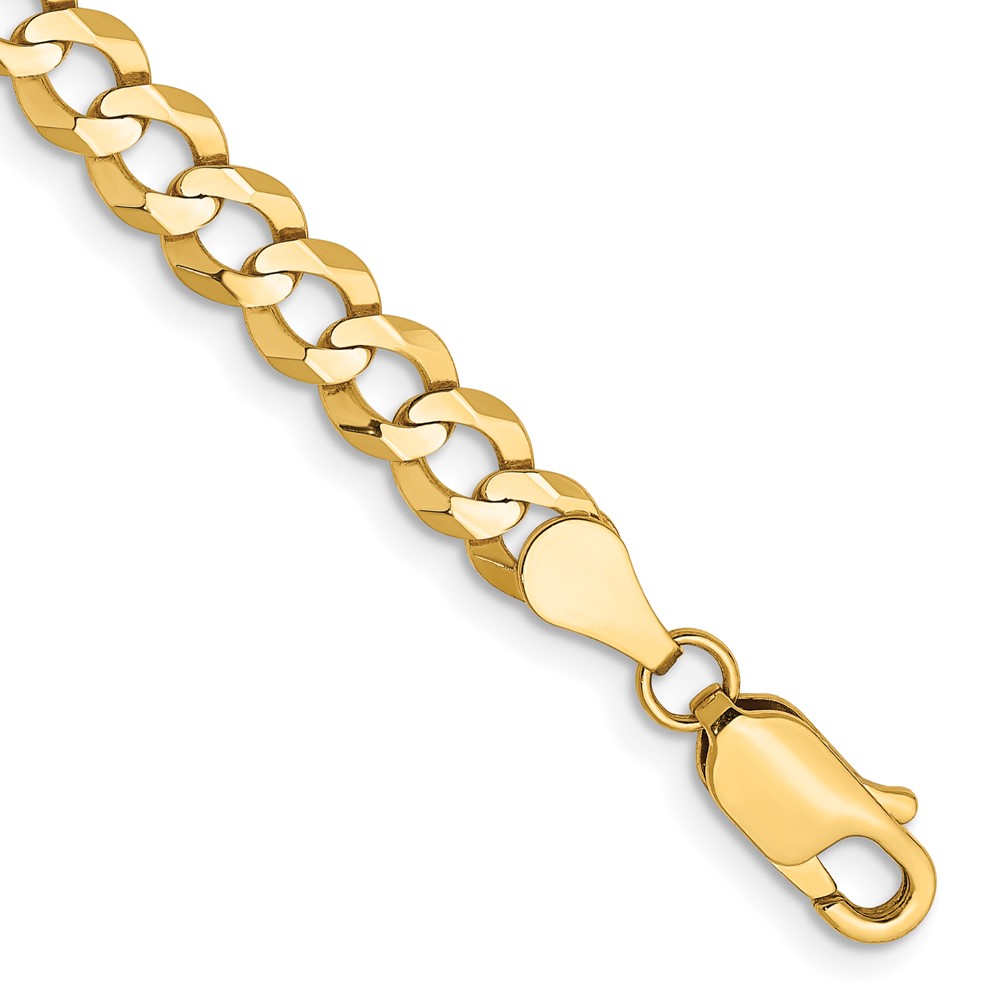 14K Yellow Gold 4.7 mm Lightweight Flat Cuban Chain 7 in. Bracelet -  Finest Gold, UBSLCB120-7