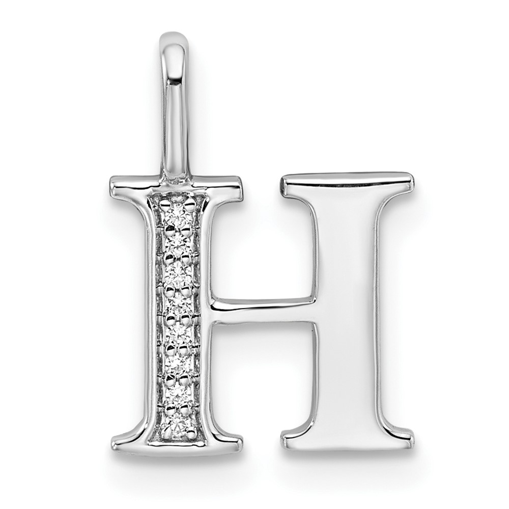 14K Gold Diamond Letter H Initial Pendant, White -  Finest Gold, UBSPM8365H-003-WA