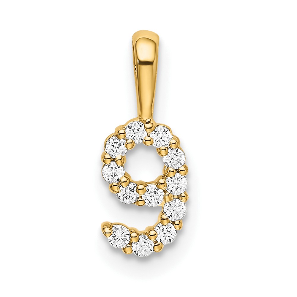 Picture of Quality Gold 14K Diamond Number 9 Pendant