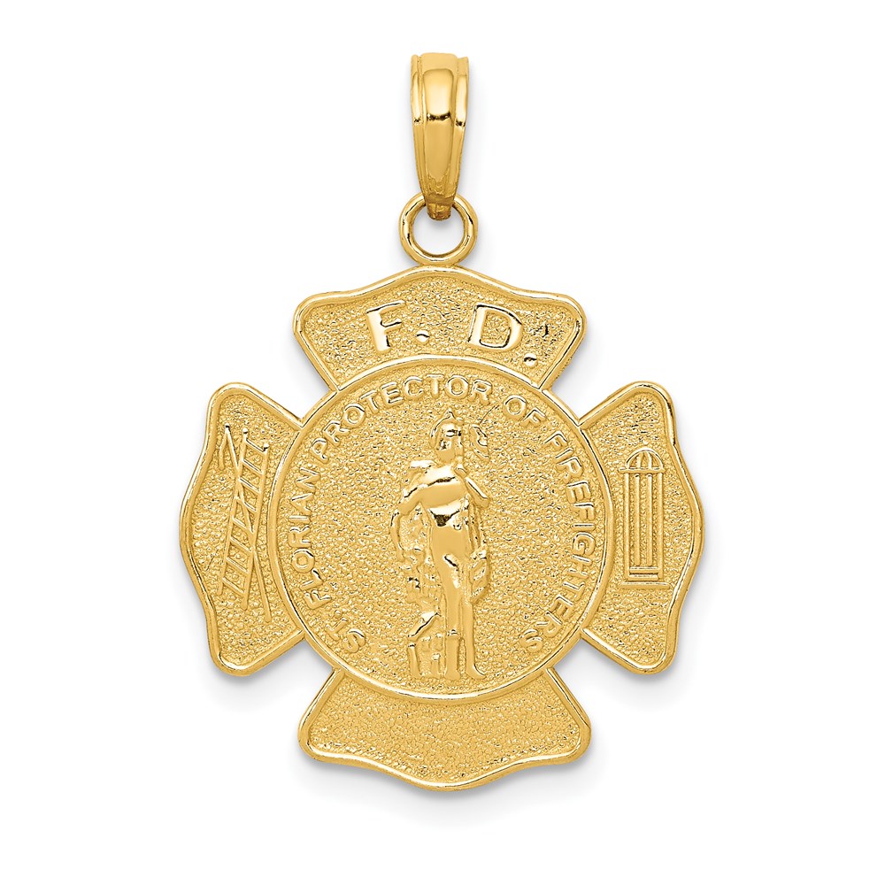 14K Yellow Gold Fire Department FD St. Florian Badge Pendant -  Bagatela, BA2697302