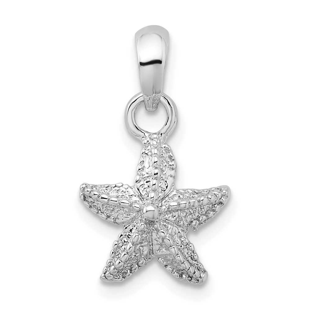 Picture of Finest Gold  Sterling Silver Polished Starfish Pendant  White