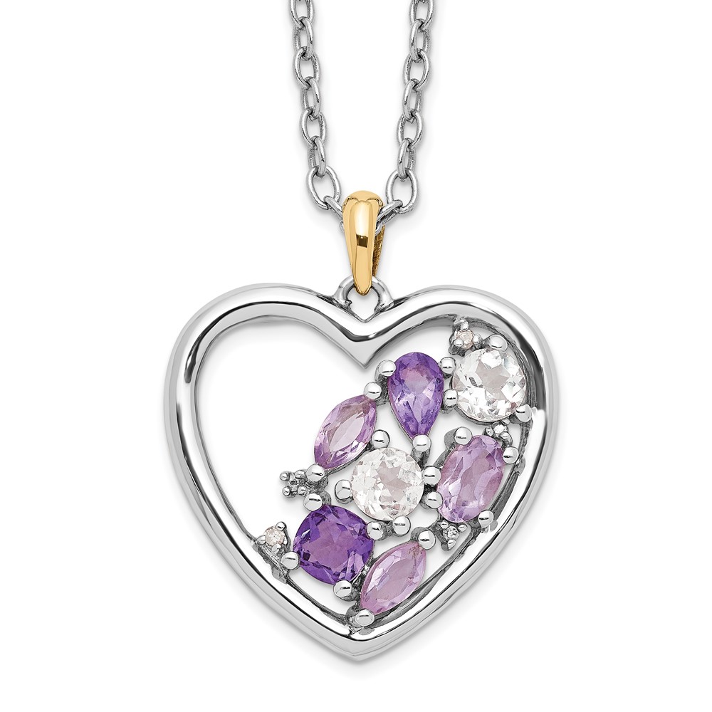 Picture of Finest Gold Sterling Silver 14K Accent Amethyst White Topaz &amp; Diamond 18 in. Necklace