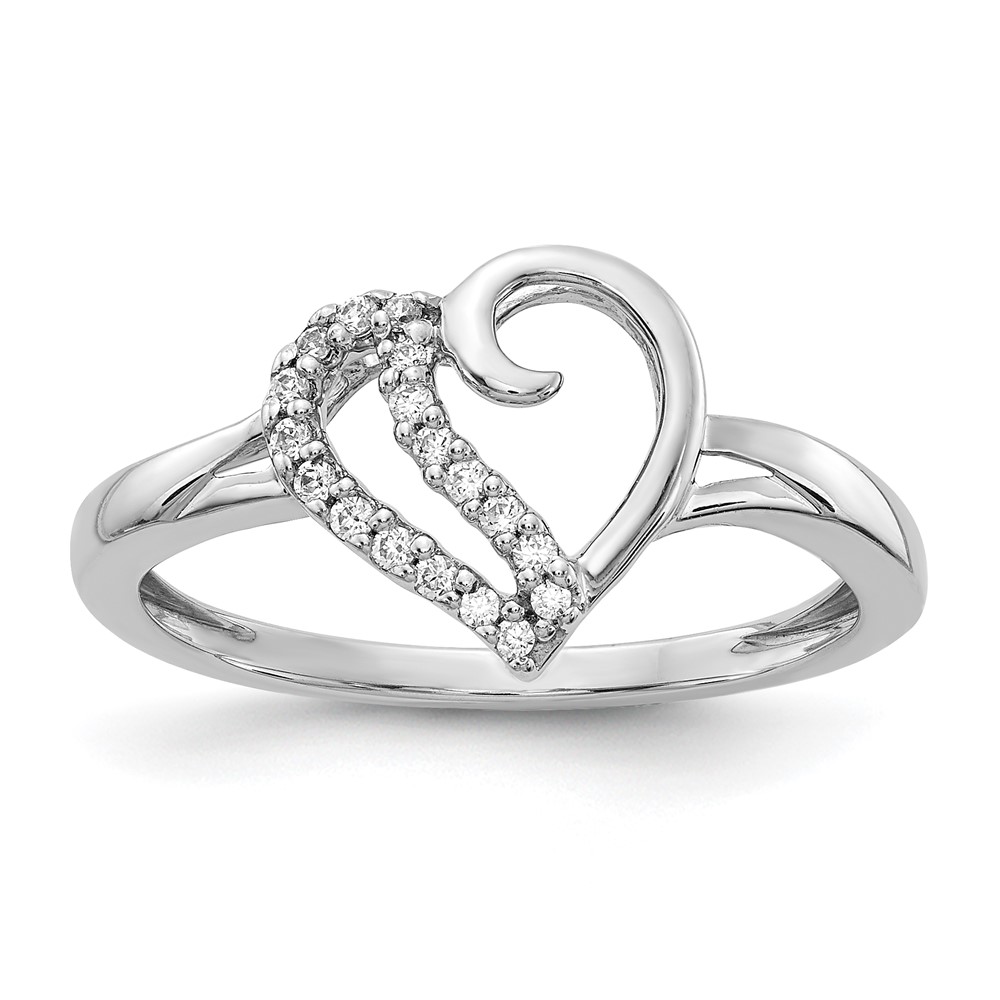 Picture of Finest Gold 14K White Gold Diamond Heart Ring&#44; Size 6