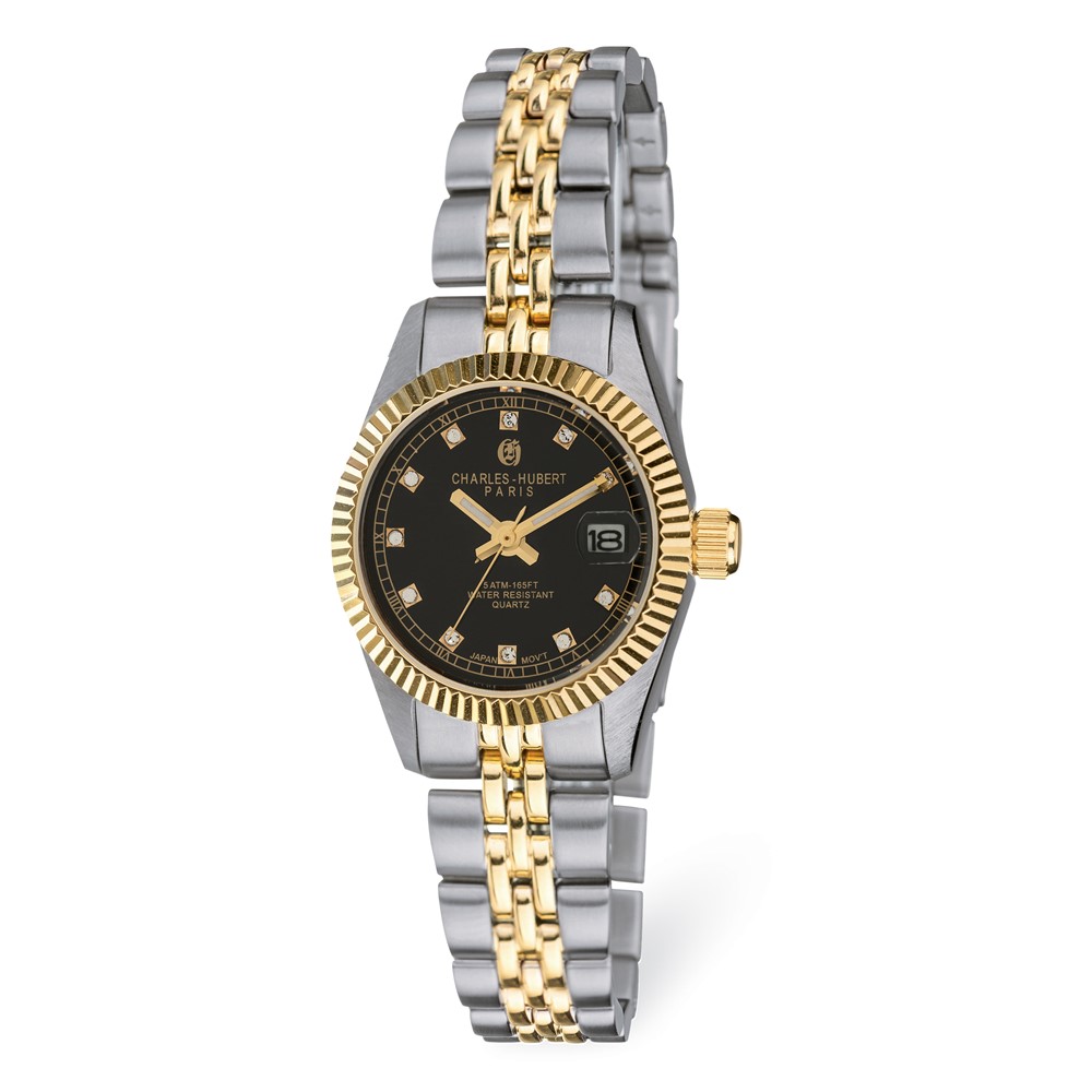 Charles Hubert Ladies Two-Tone Stainless Steel Black Dial Watch -  Bagatela, BA2734760