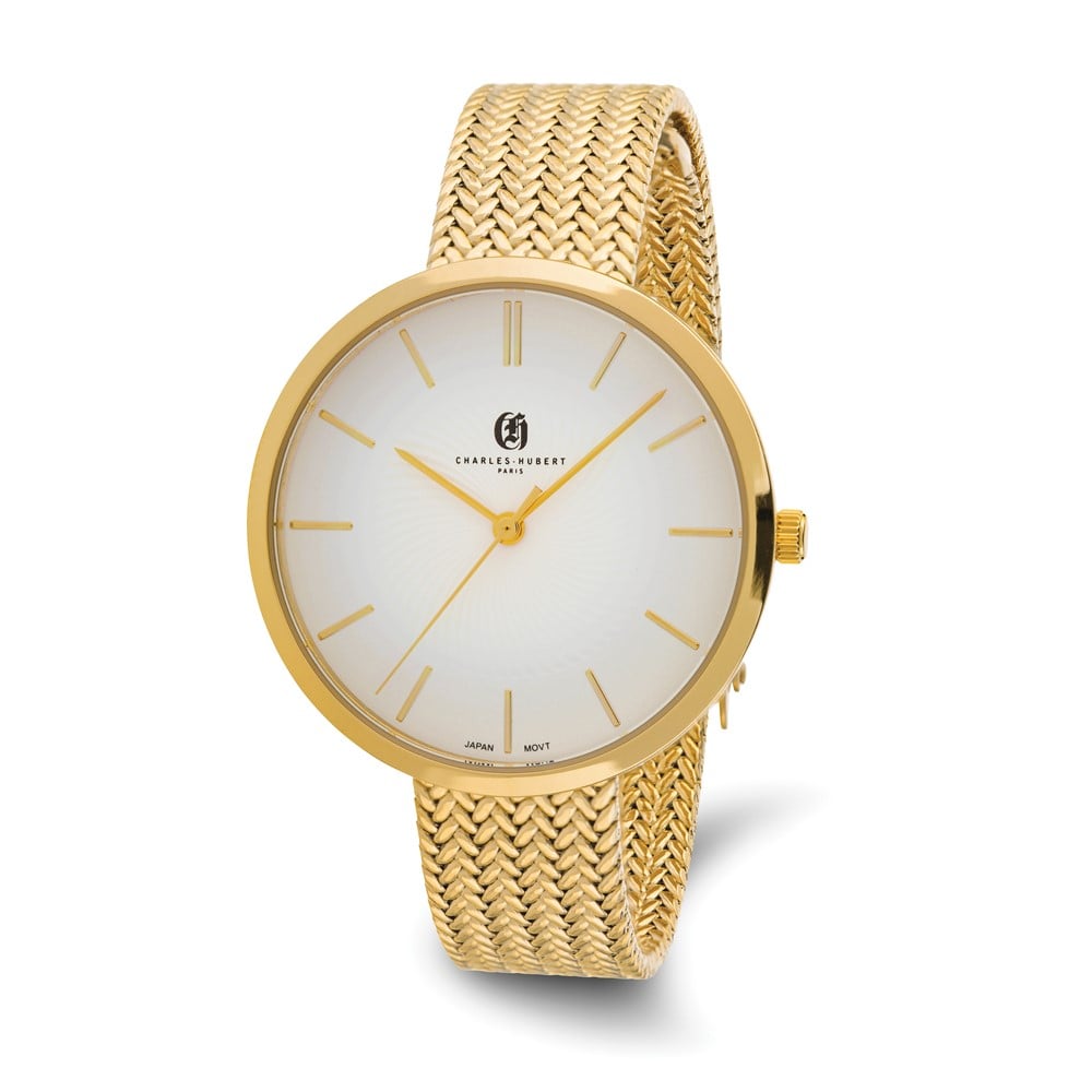 Charles Hubert Ladies Gold Plated Stainless Steel White Dial Watch -  Finest Gold, UBSXWA6377