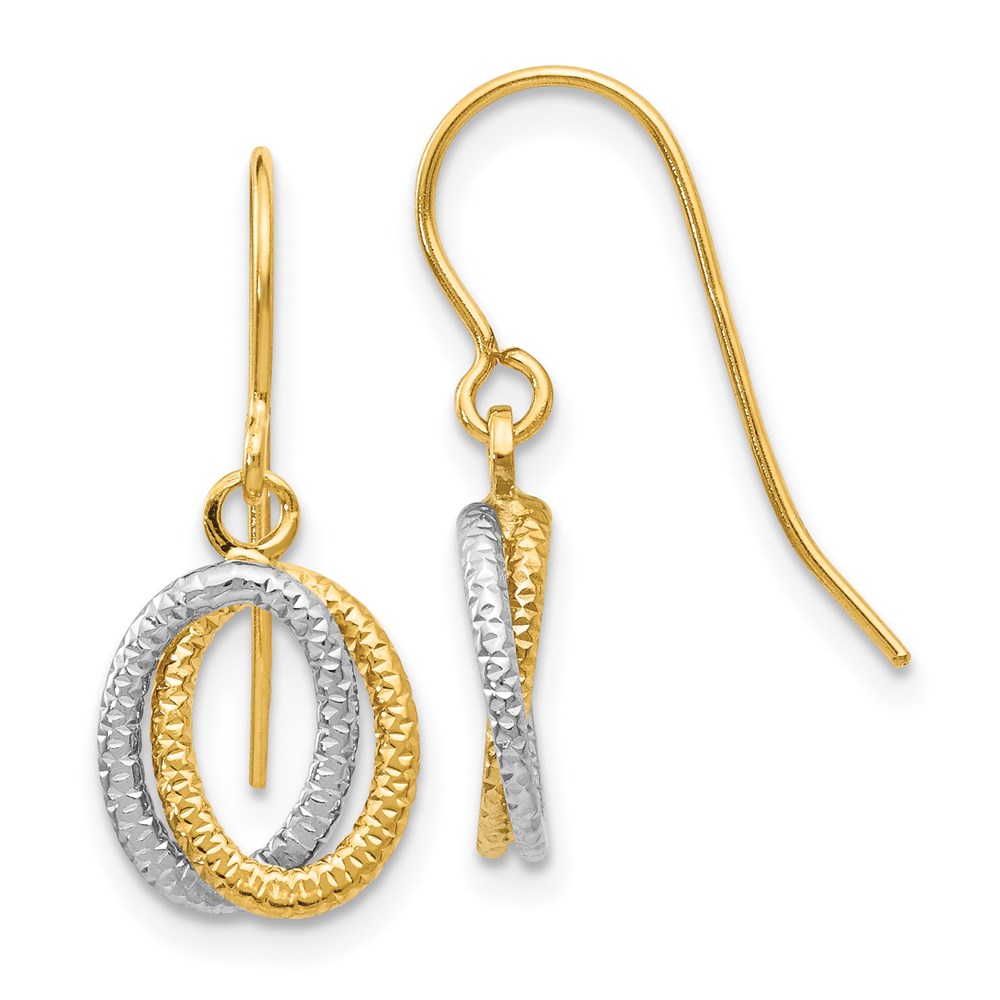Picture of Finest Gold 14K Two-Tone Textured Fancy Dangle Earrings