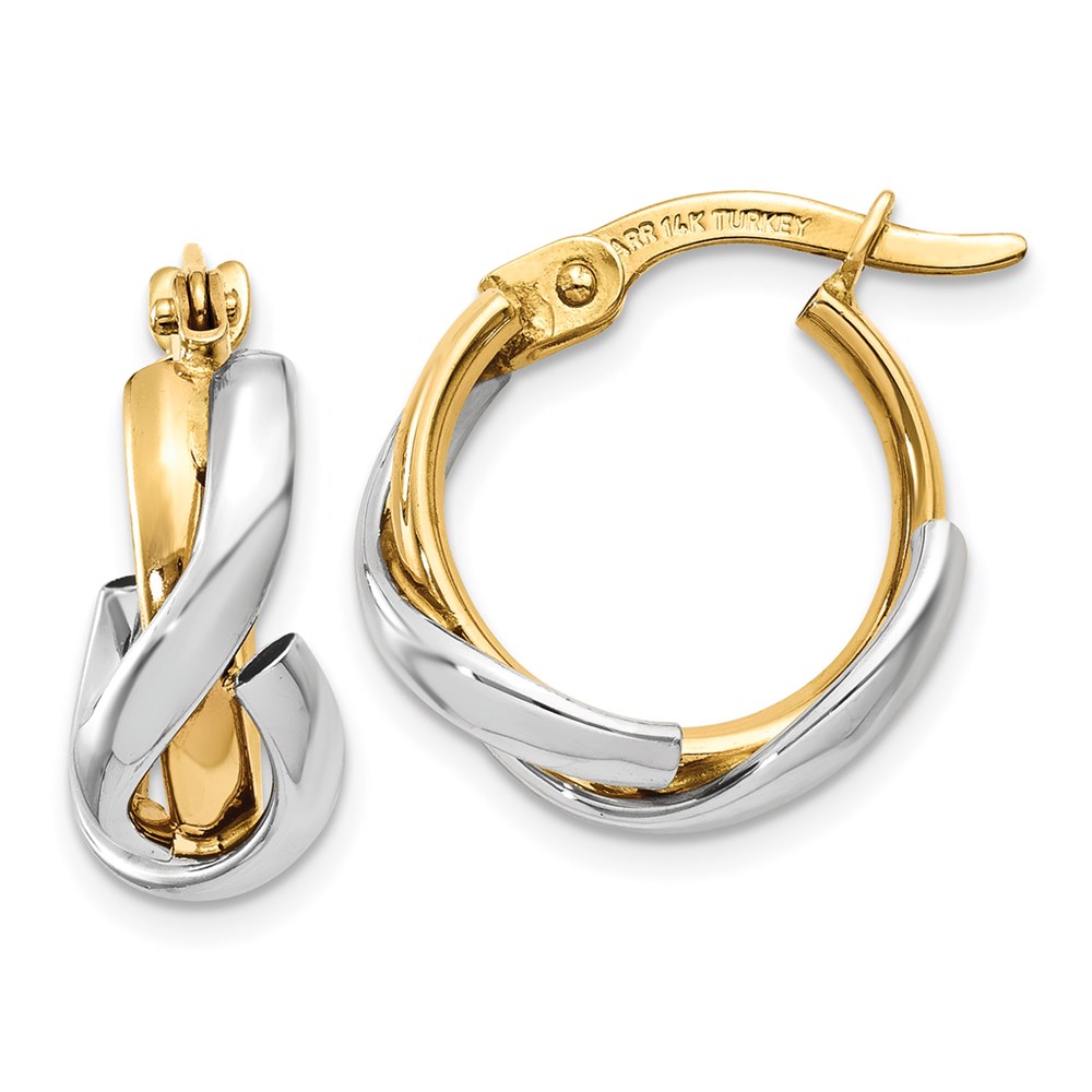 Picture of Finest Gold 14K Two-Tone Polished Fancy Hoop Earrings