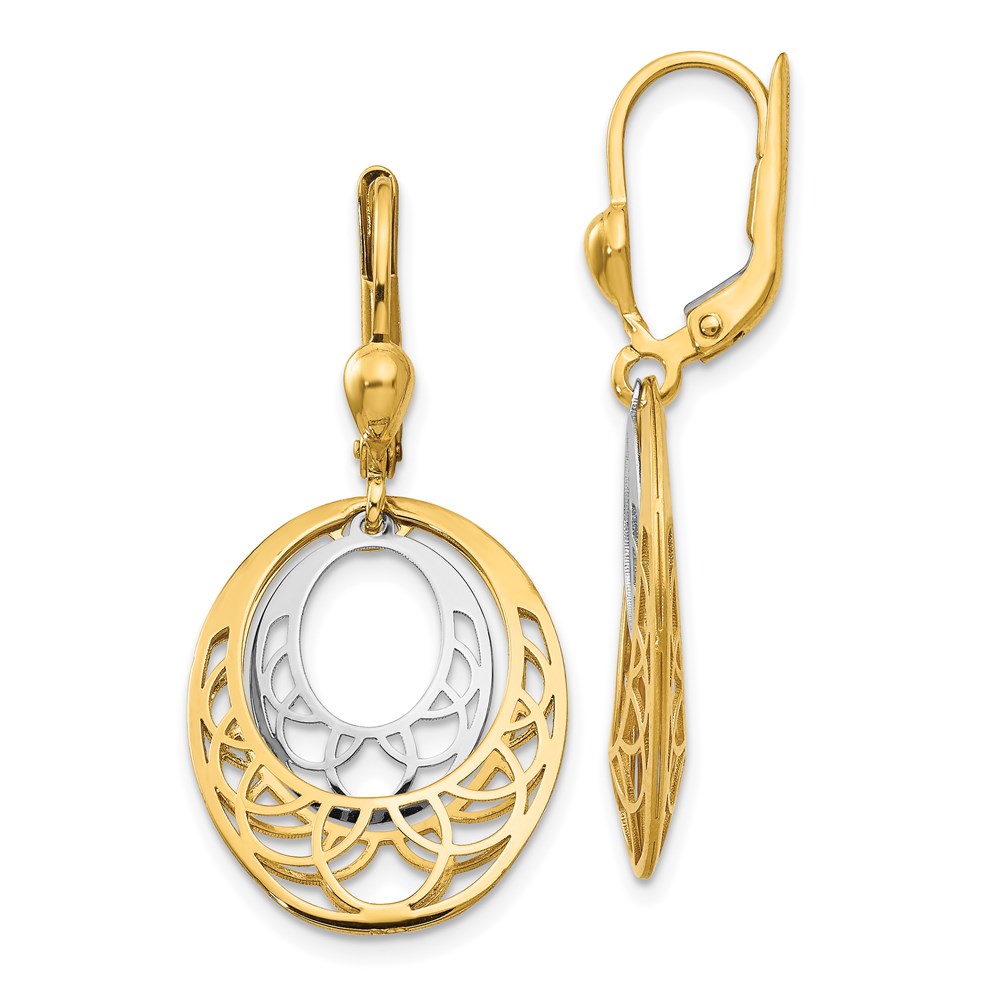 Picture of Finest Gold 14K Two-Tone Polished Leverback Earrings
