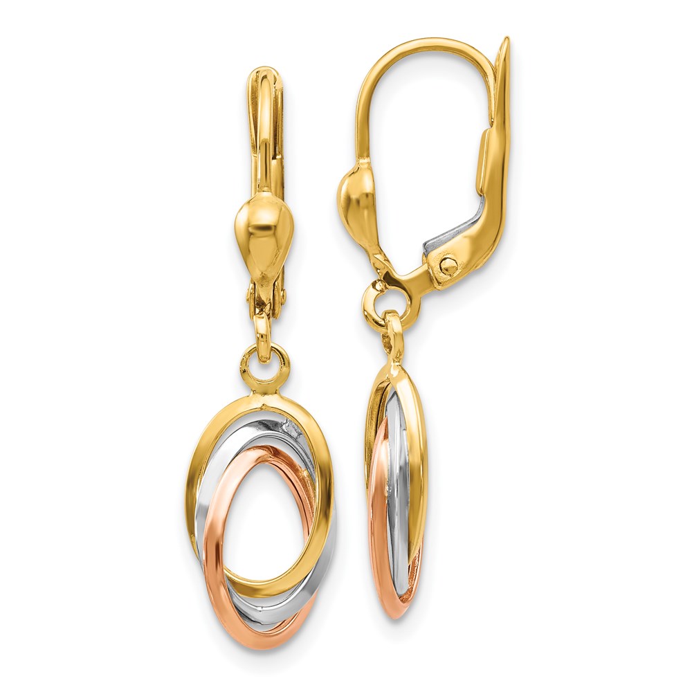 Picture of Finest Gold 14K Tri-Color Polished Dangle Leverback Earrings