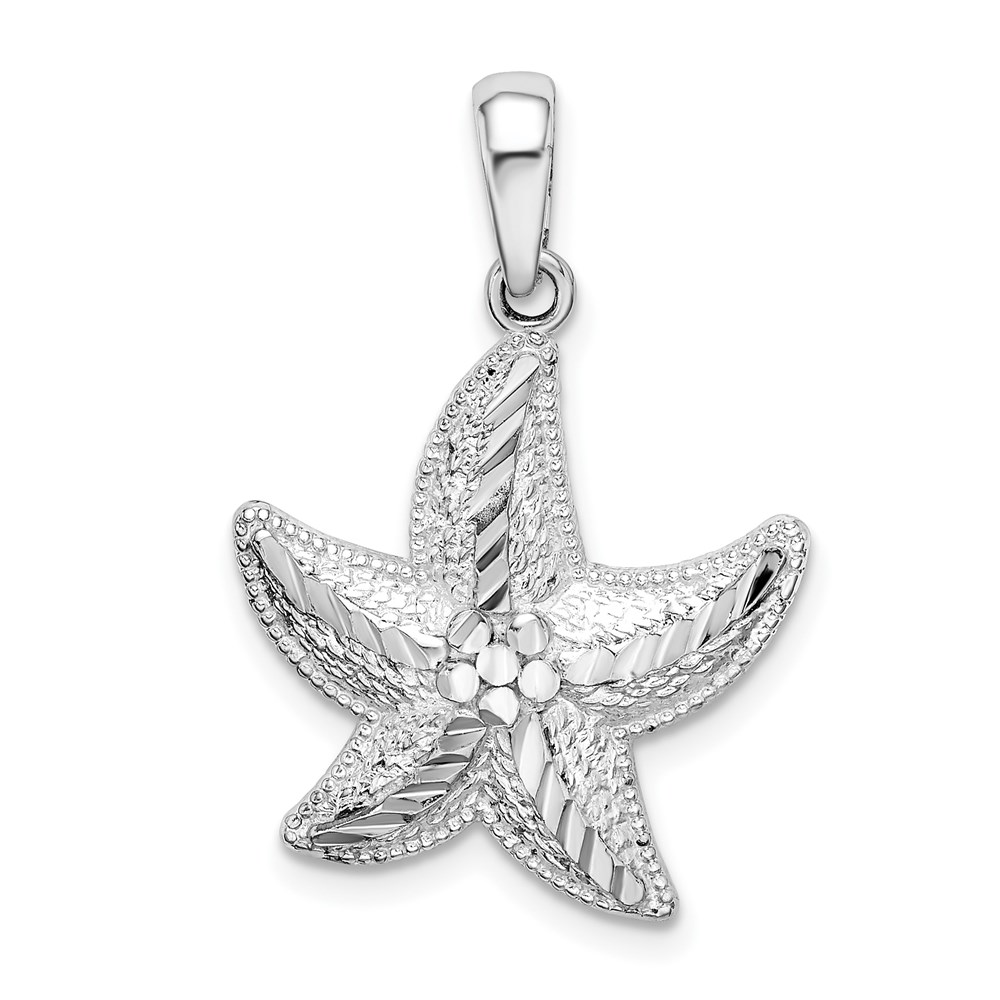 Picture of Quality Gold Sterling Silver Polished Diamond-Cut Small Starfish Pendant