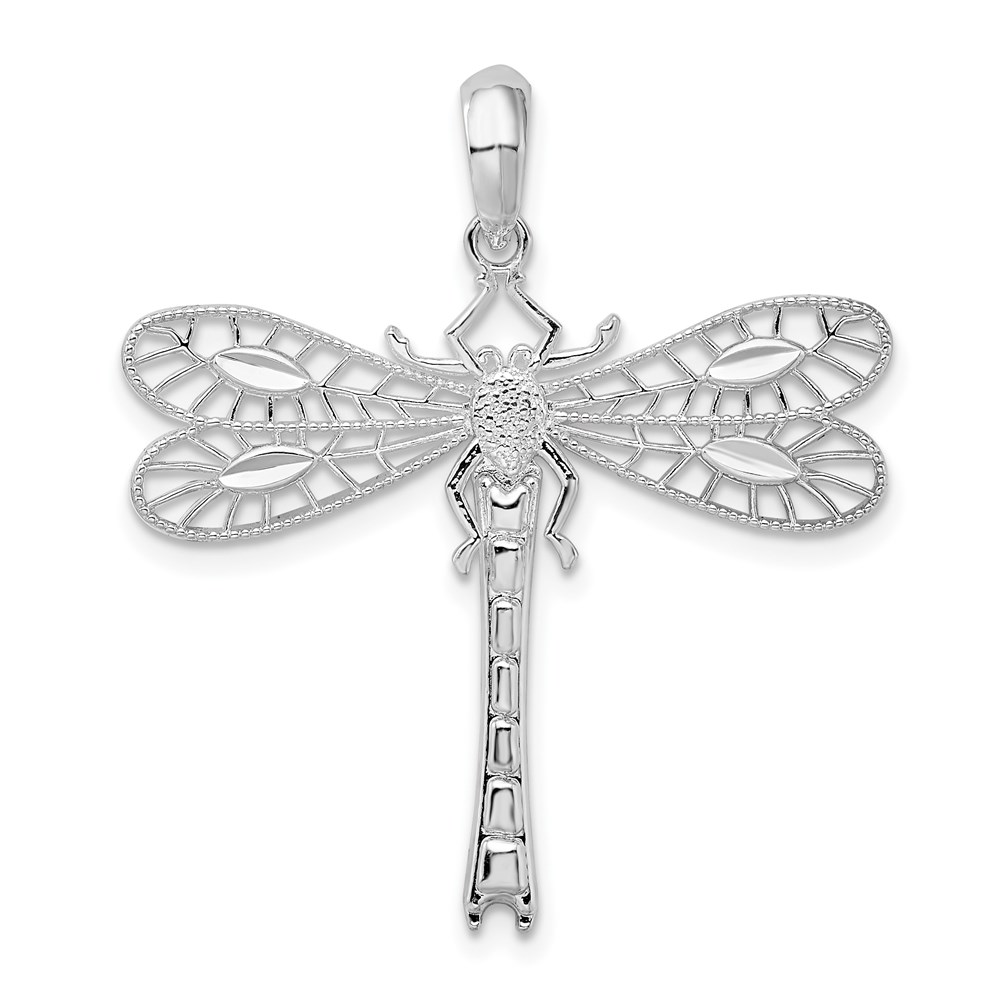 Sterling Silver Polished Cut-Out Dragonfly Pendant -  Finest Gold, UBSQC10446