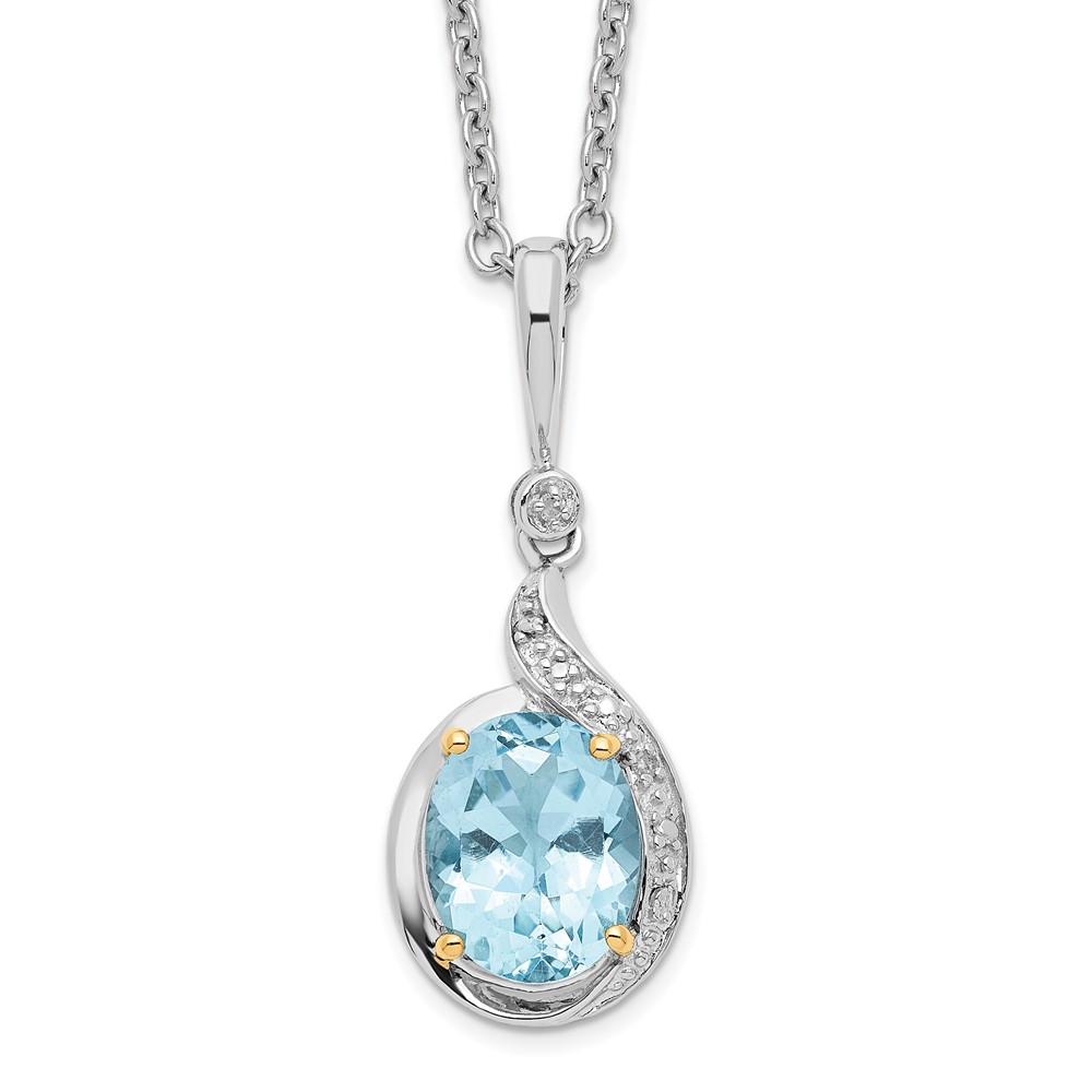 Picture of Finest Gold Sterling Silver 14K Accent Sky Blue Topaz Diamond 18 in. with 2 in. Extension Necklace