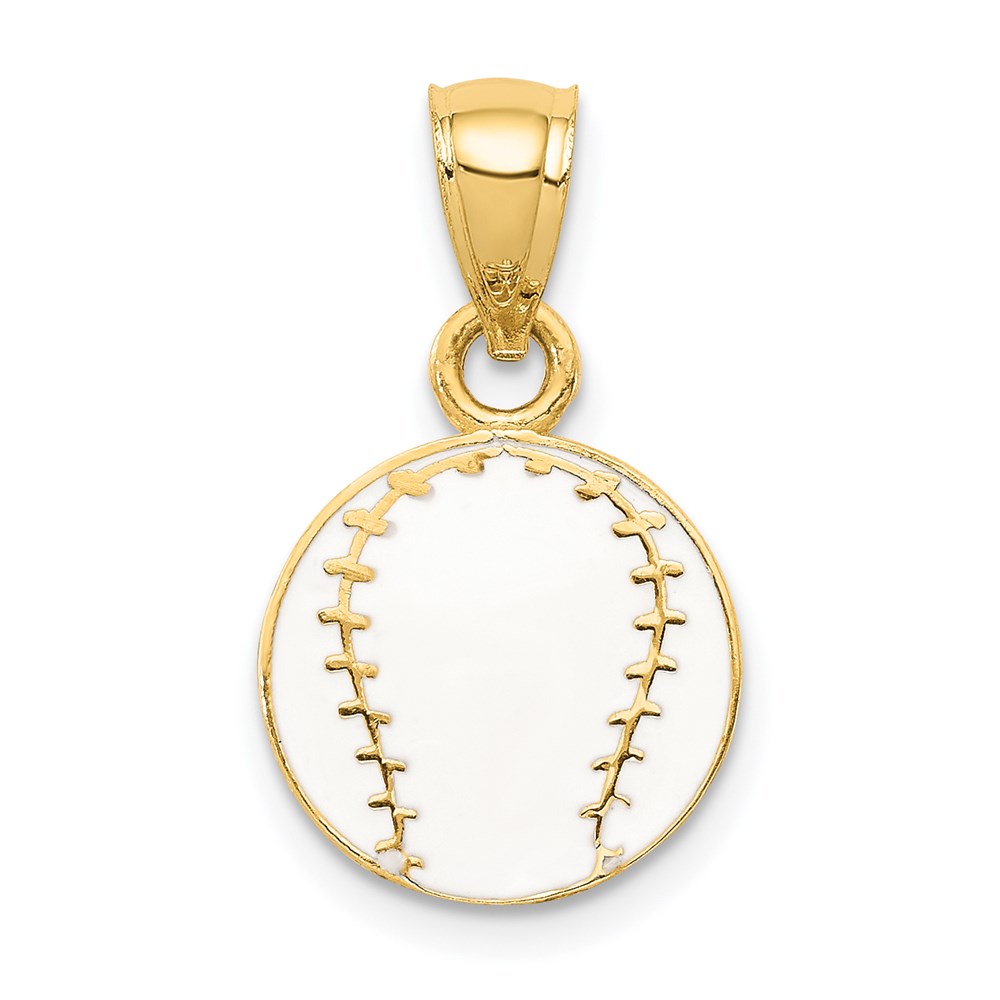 14K Yellow Gold Enameled Baseball Pendant -  Finest Gold, UBSK2092