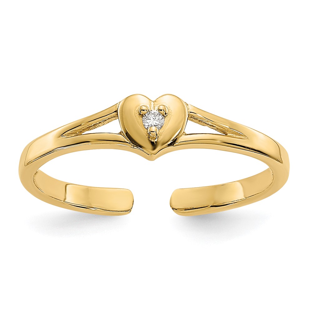 Picture of Finest Gold 14K Yellow Gold 0.01CT Diamond Heart Toe Ring