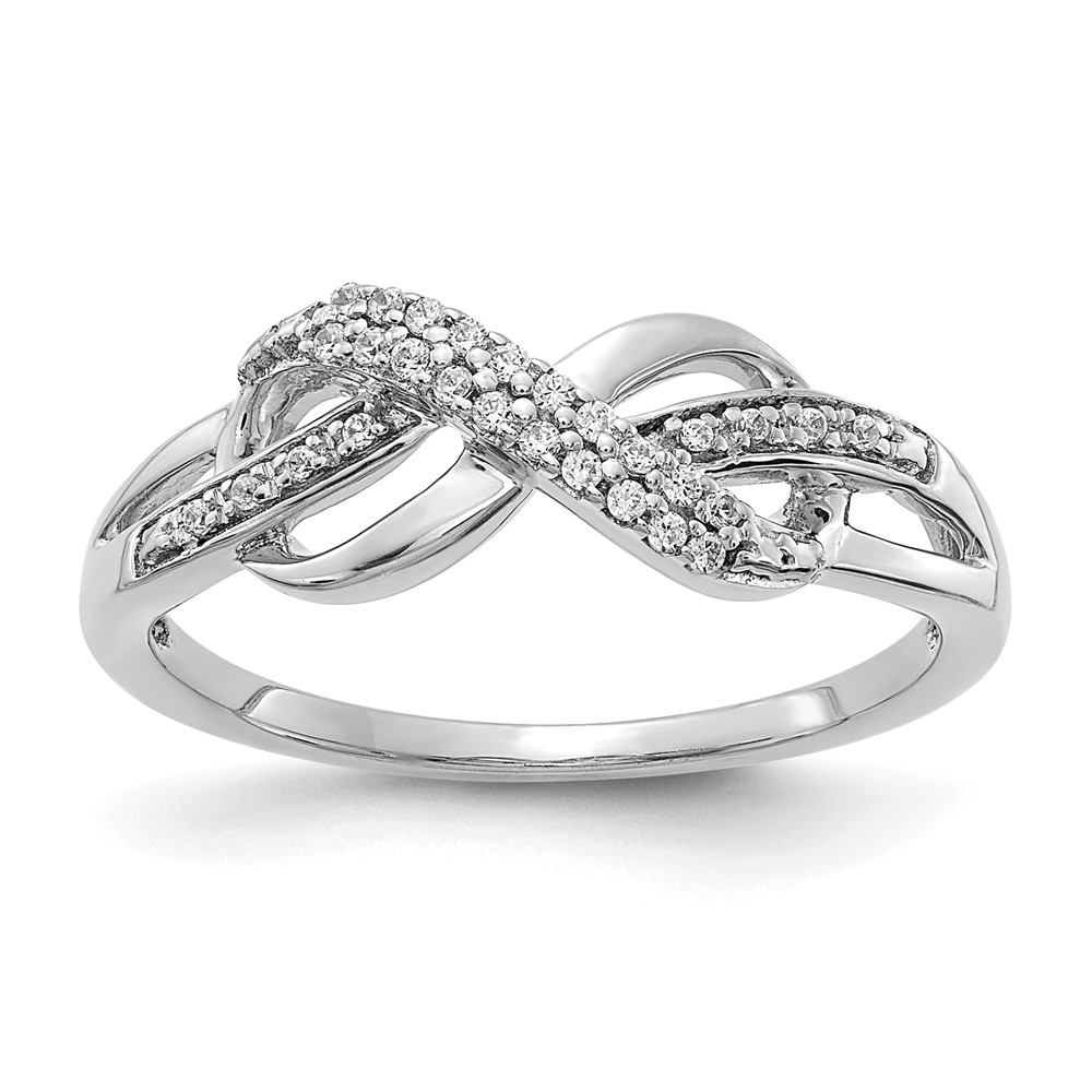 Picture of Finest Gold 14K White Gold Diamond Infinity Symbol Ring&#44; Size 7