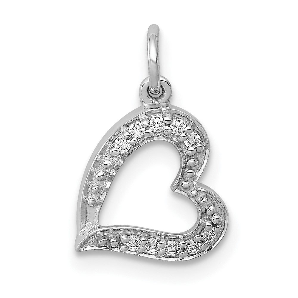 Picture of Finest Gold 14K White Gold 0.05 CTW Diamond Curved Heart Charm