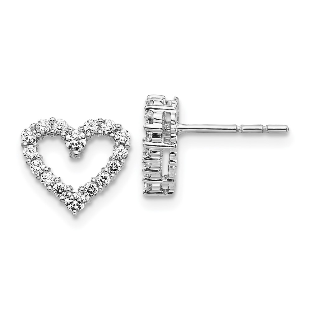Picture of Finest Gold 10 mm 14K Gold Diamond Heart Earrings&#44; White