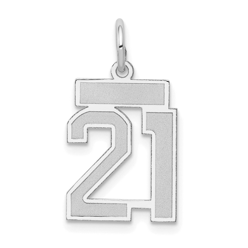 Picture of Quality Gold 14K White Gold Small Satin Number 21 Charm