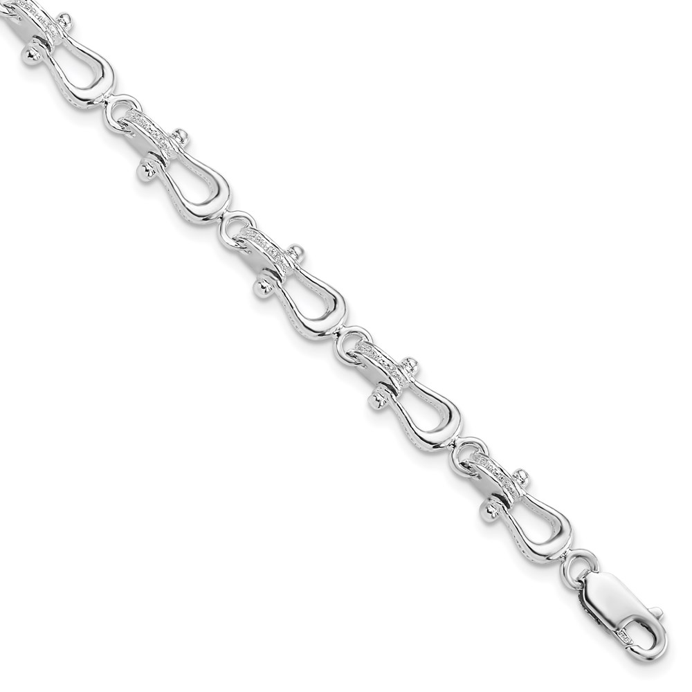 Picture of Finest Gold 8 in. Sterling Silver Polished &amp; Textured Mariners Link Bracelet&amp;#44; White