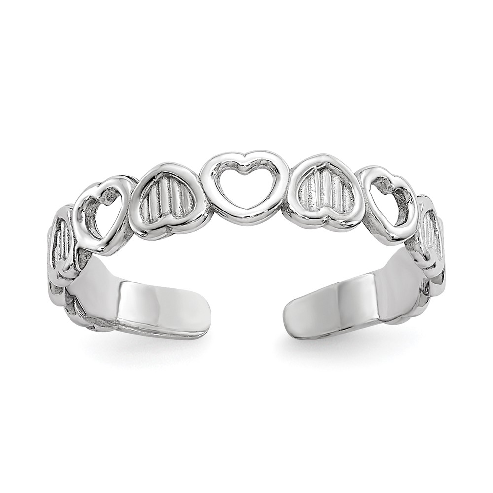 Picture of Finest Gold 14K White Gold Polished Hearts Toe Ring