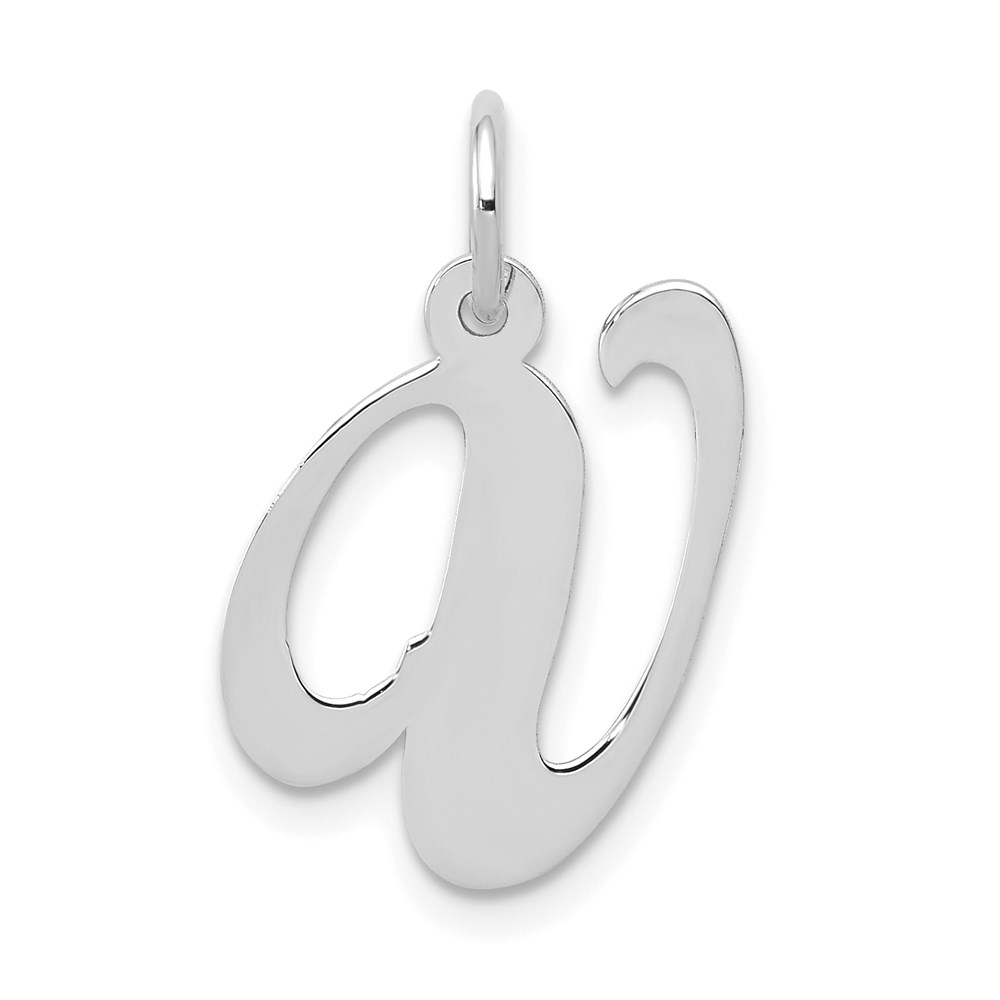 Picture of Quality Gold 14K White Gold Medium Fancy Script Letter V Initial Charm