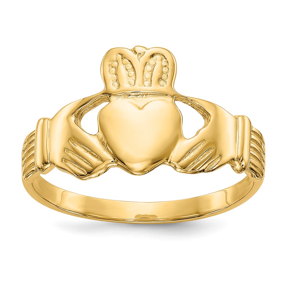 Picture of Quality Gold K4774 14K Yellow Gold Mens Claddagh Ring - Size 9.75