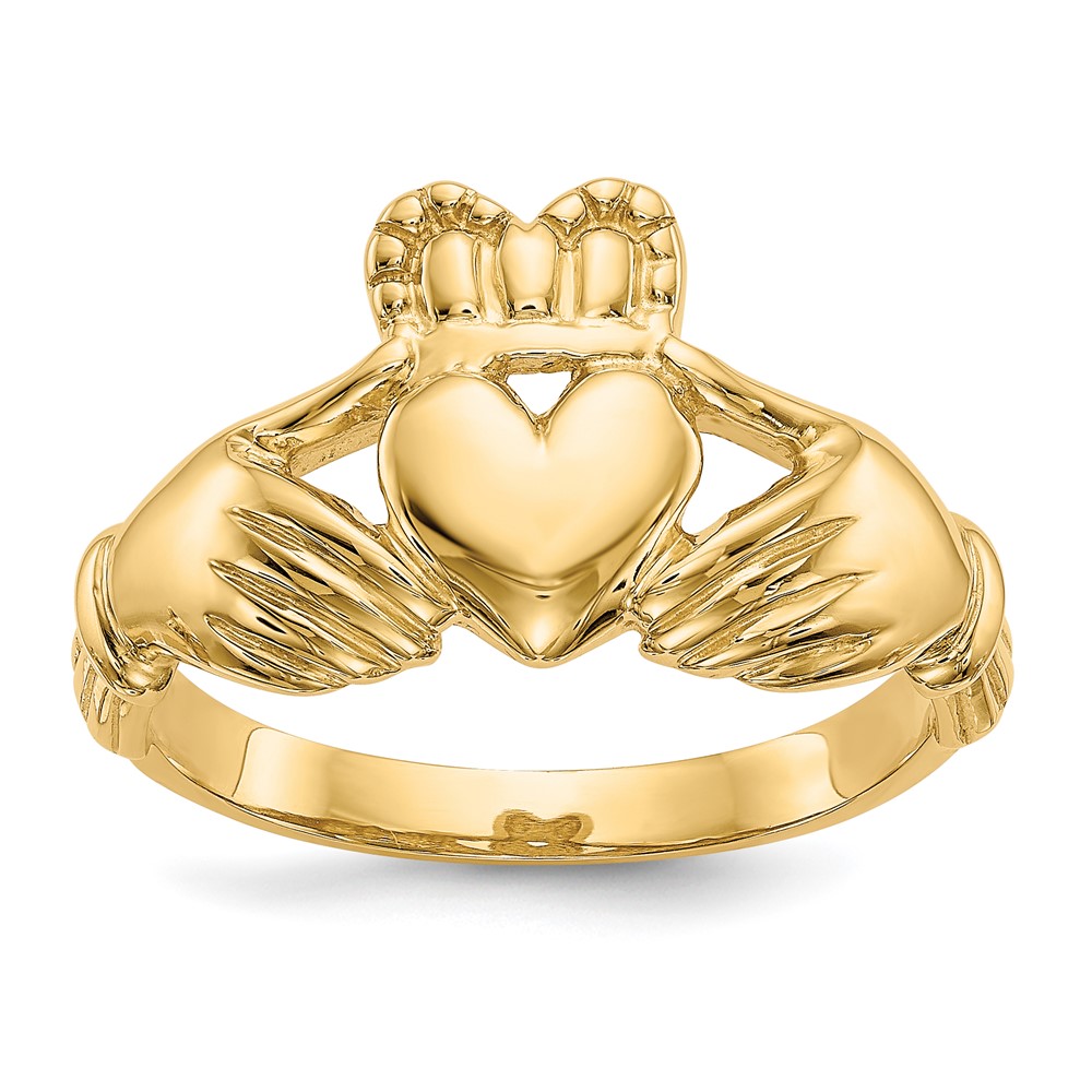 Picture of Quality Gold K4776 14K Yellow Gold Mens Claddagh Ring - Size 8.75