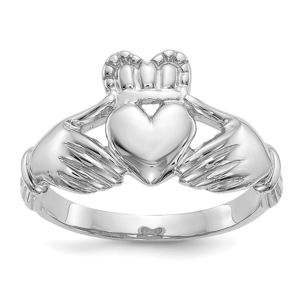 Picture of Finest Gold 14K White Gold Mens Claddagh Ring - Size 9