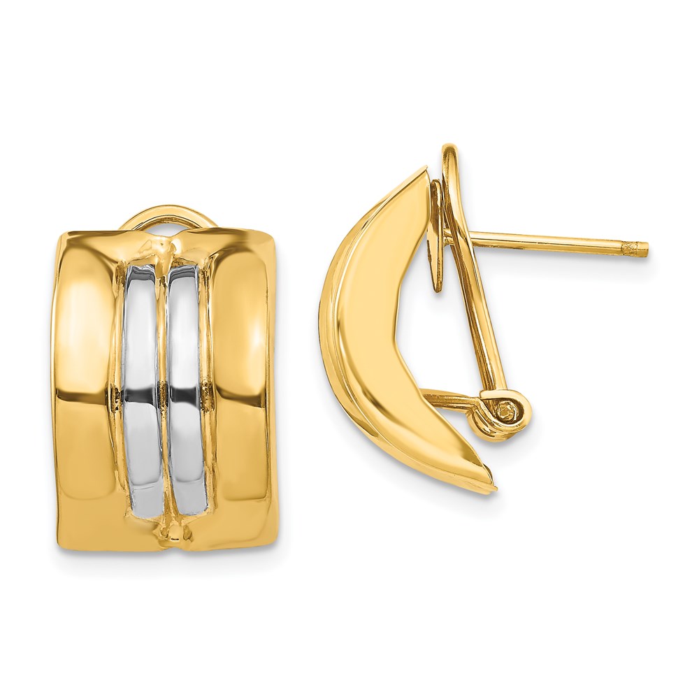 Picture of Finest Gold 14K &amp; Rhodium Omega Post Earrings