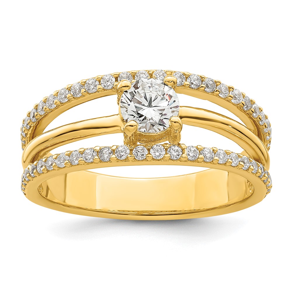 Picture of Finest Gold Sterling Silver Gold-Plated CZ Ring - Size 7