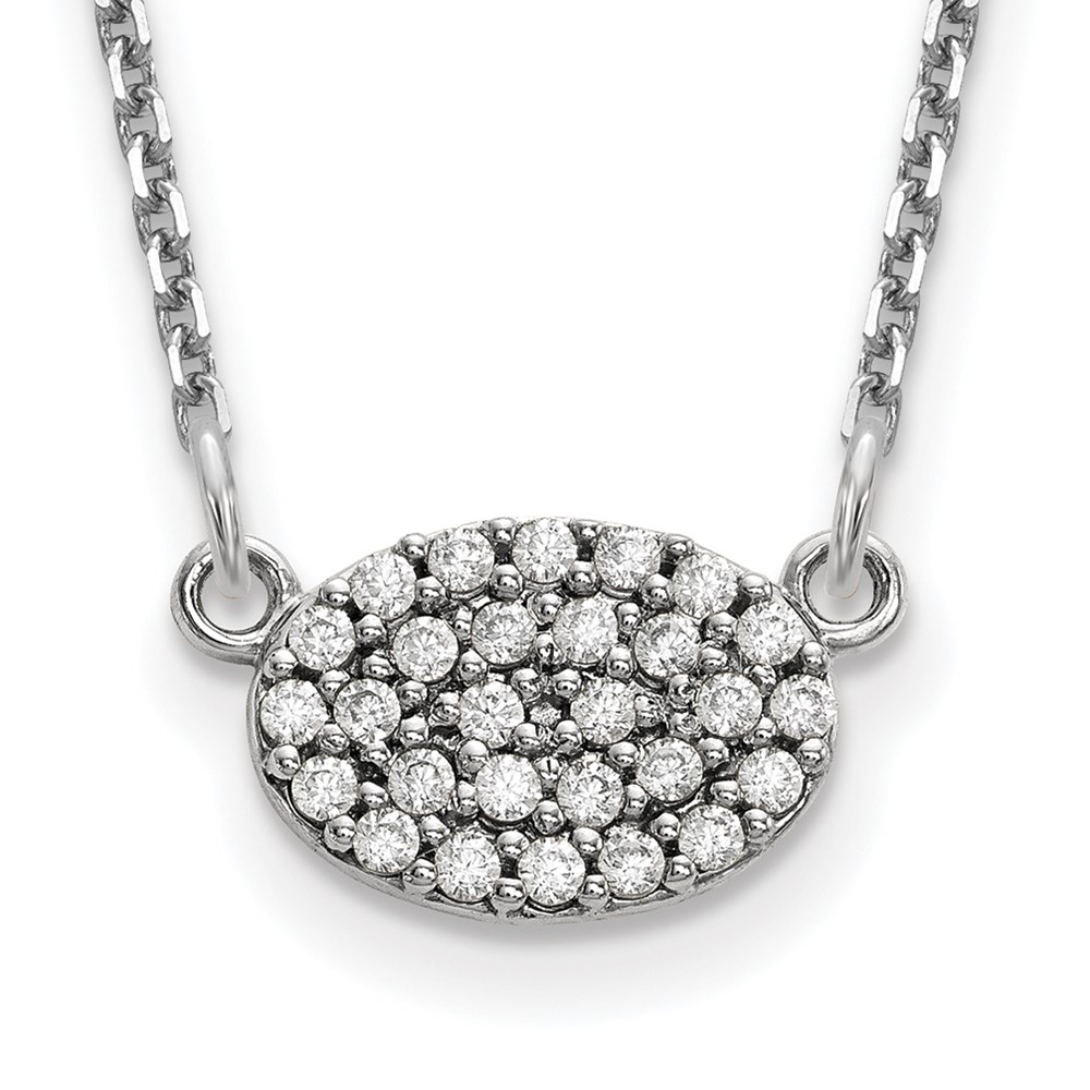 Picture of Finest Gold 14K White Gold Cluster Oval Necklace with Out Chain Mounting