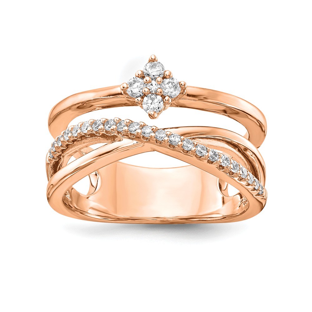 Picture of Sterling Shimmer QR6529P-7 Sterling Silver Polished Rose-Tone with CZ Ring - Size 7