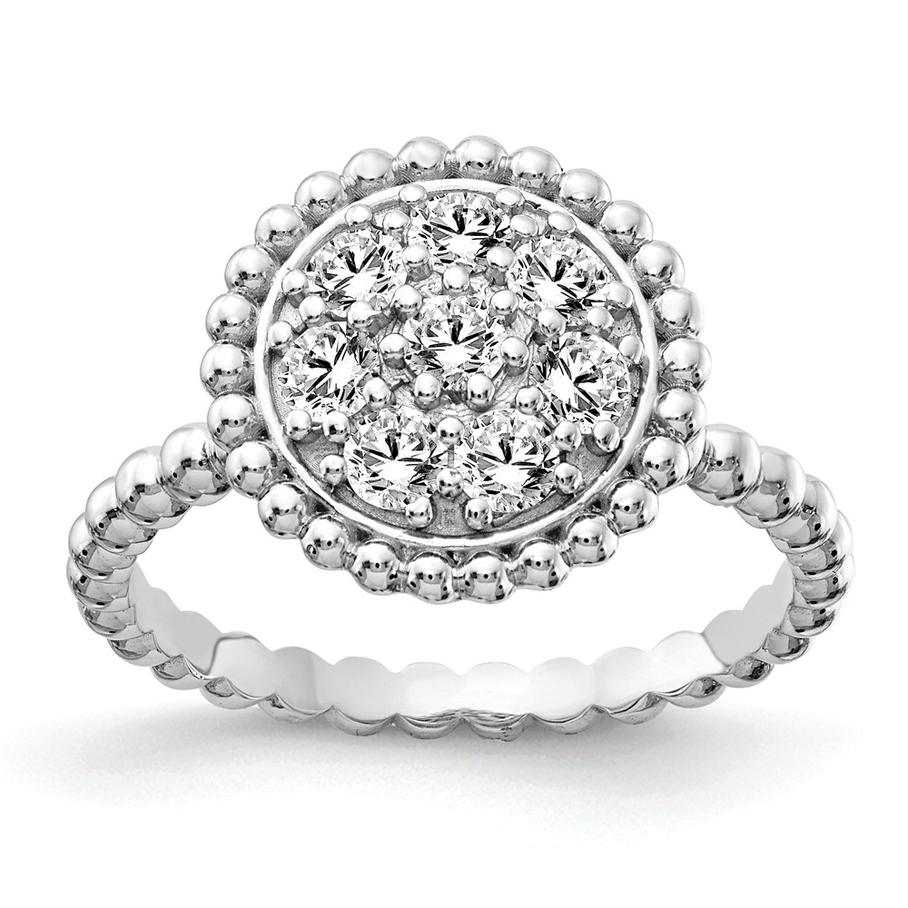 Picture of Sterling Shimmer QR7168-7 Sterling Silver CZ Round Ring - Size 7