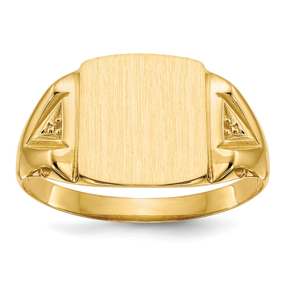 Picture of Quality Gold RS396 14K Yellow Gold 12 x 11 mm Open Back Diamond Mens Signet Ring Mounting - Size 10