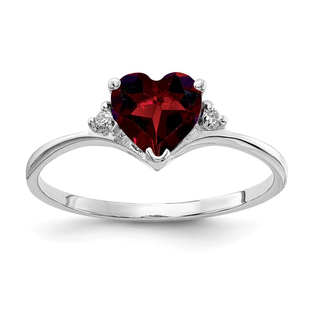 Picture of Finest Gold 14K White Gold Polished 0.03 CTW Diamond &amp; 6 mm Heart Gemstone Mounting Ring&amp;#44; Size 6
