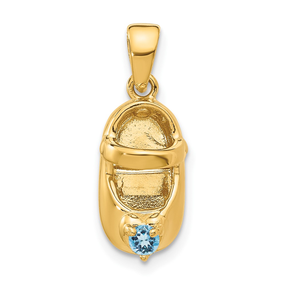 Picture of Finest Gold 10K 3-D December &amp; Synthetic Stone Engraveable Baby Shoe Charm