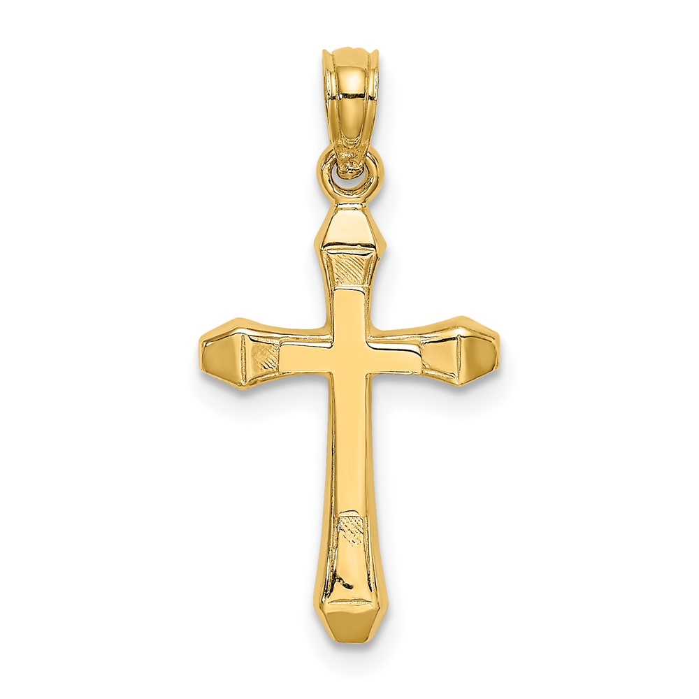 Picture of Finest Gold  10K Polished Beveled Tips Cross Charm  Yellow