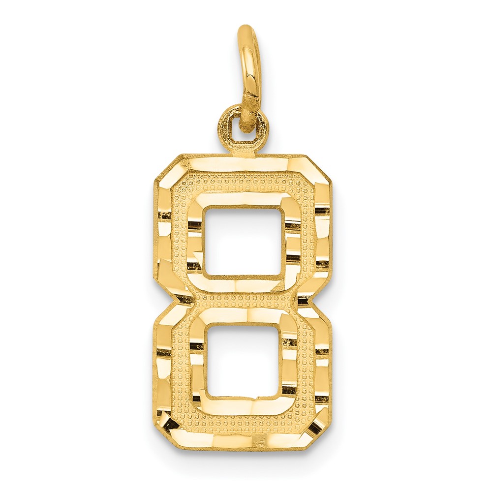 Picture of Finest Gold 10K Yellow Gold Casted Medium Diamond-Cut Number 8 Charm