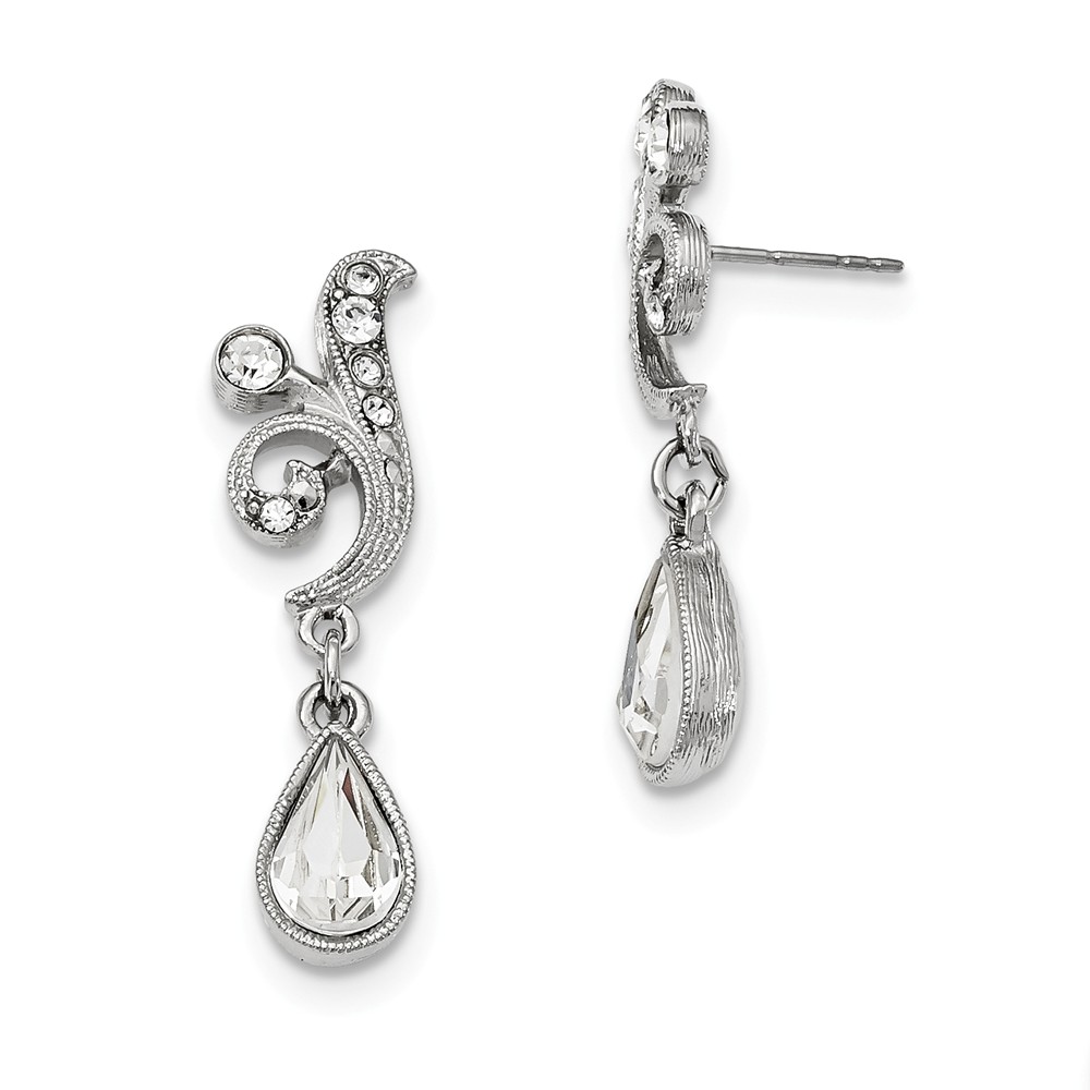Silver-Tone Swarovski Crystal Teardrop Post Dangle Earrings -  Talon, TA2697560