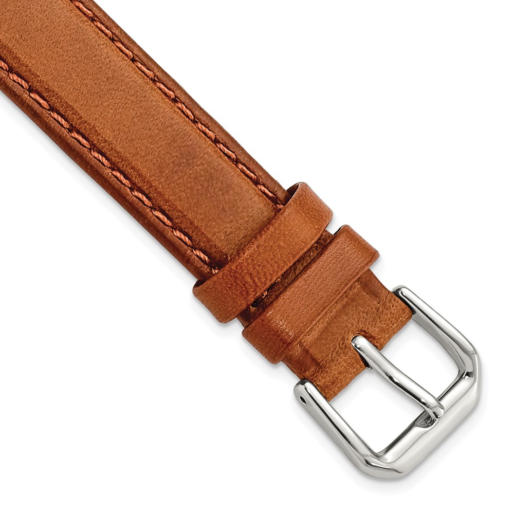 Picture of Quality Gold BAW20-15 15 mm Light Brown & Havana Italian Leather Silver-Tone Buckle Watch Band - Size 15